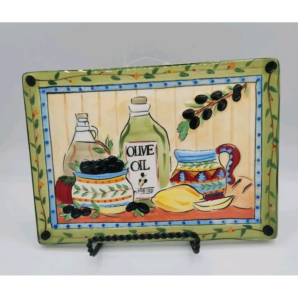 Ellen Crimi-Trent Ceramic Trivet La Cucina Olive's &‎ Oil Pattern 2003